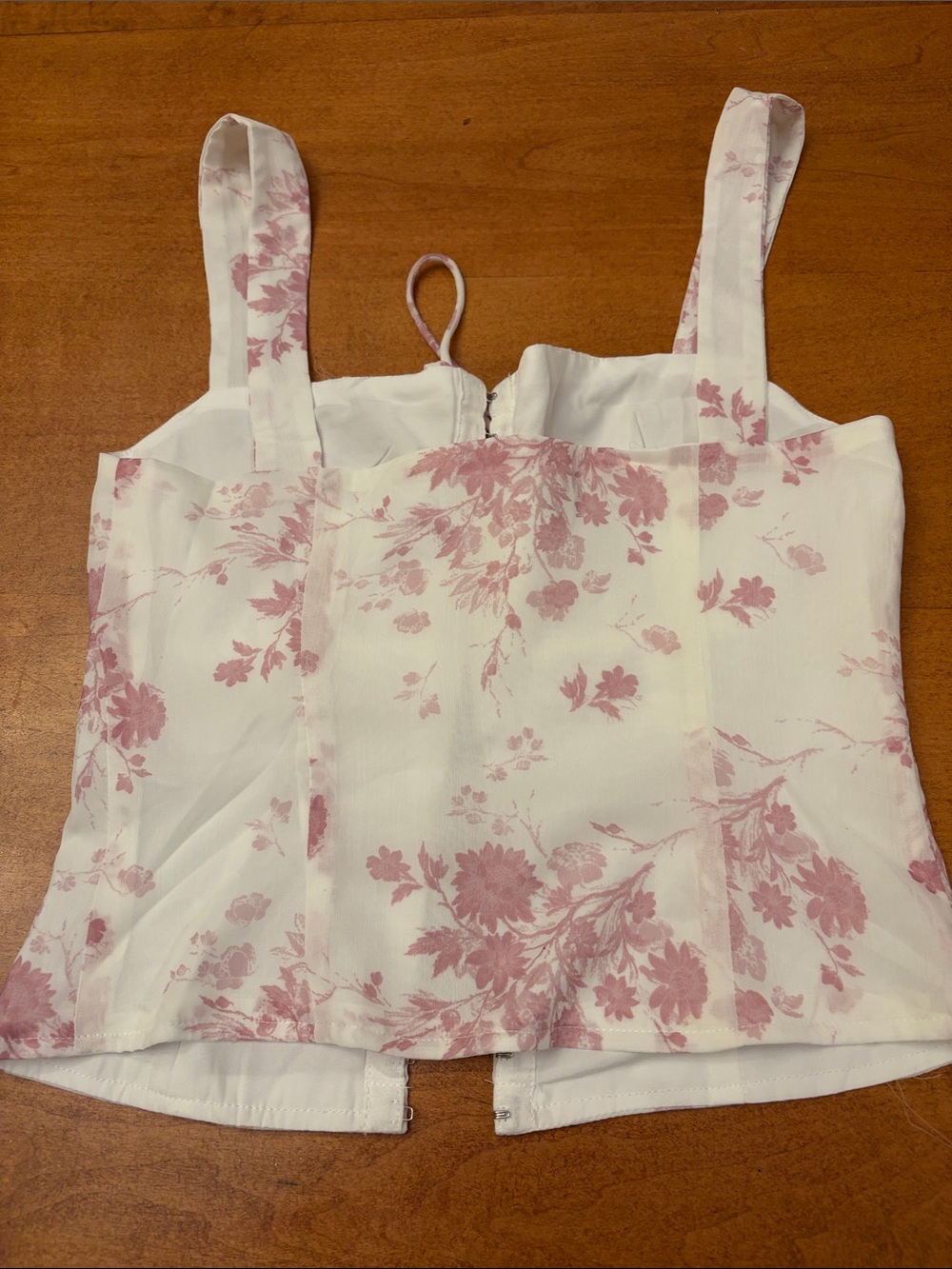 Princess Polly Floral Tie-Front Bustier Top in Dusty Pink and White - Picture 5 of 6